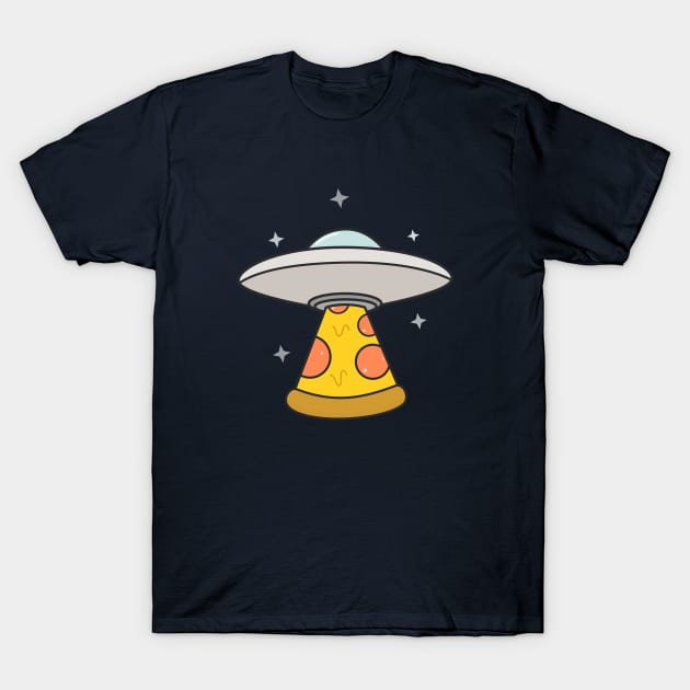 Kawai Cute UFO Pizza T-Shirt T-Shirt by happinessinatee